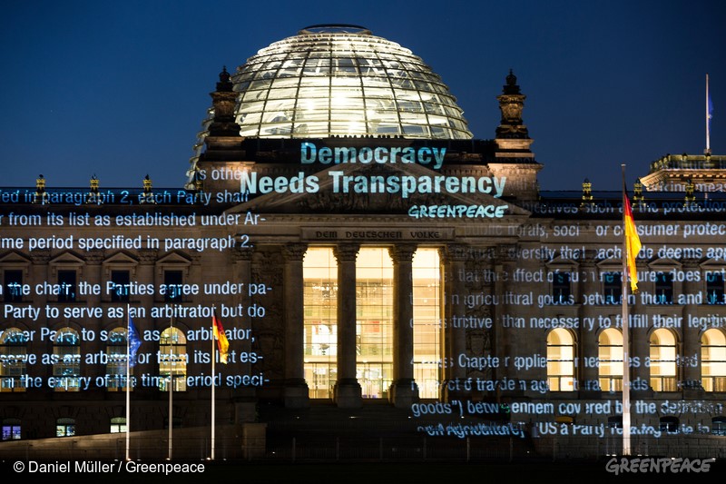 Projeção do TTIP no Parlamento Federal alemão
