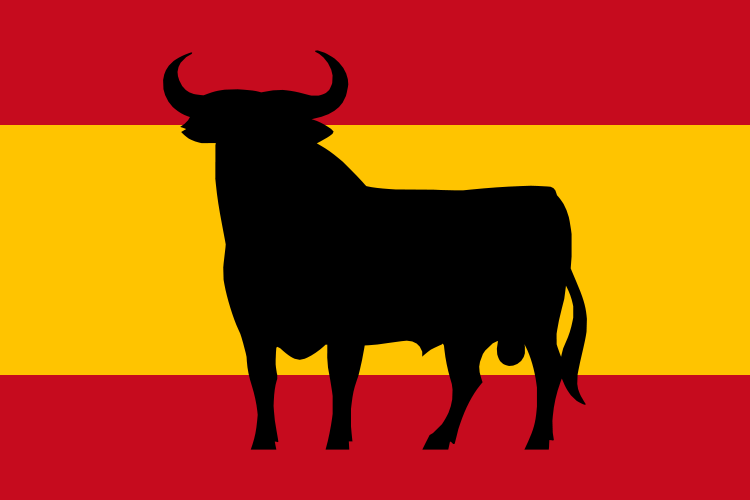 Bandeira de espanha com um touro