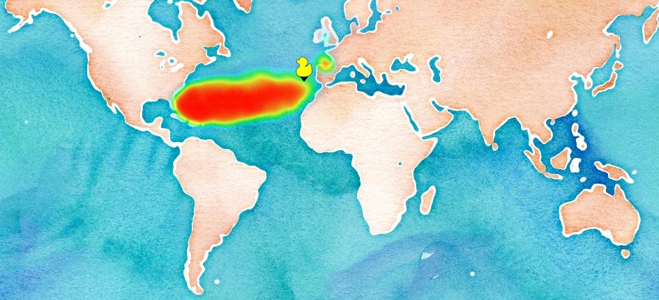 Mapa mostra como viaja o plástico que vai parar ao mar: Siga o pato de borracha