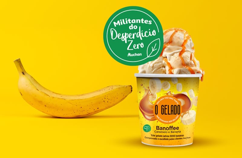Bananas maduras não vendidas da Auchan dão origem ao gelado Banoffee